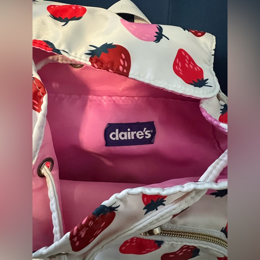 Claire's Strawberry Patterned Mini Backpack - image 3